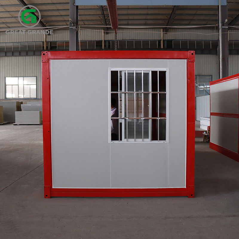 Prefab складывая стороны рамки контейнера дверь домашней красной стеклянная гальванизировала поддержку железного каркаса