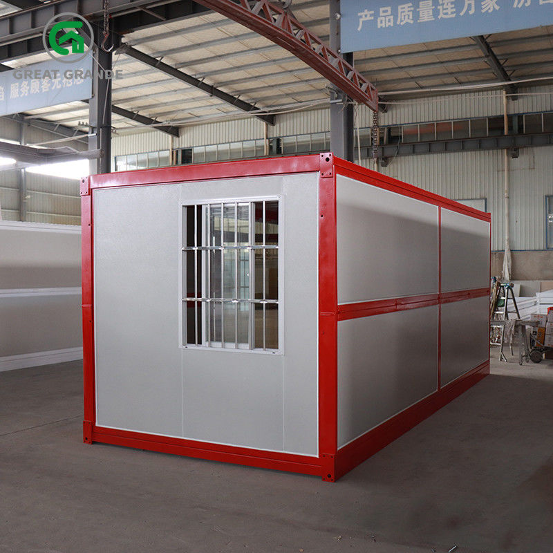 Prefab складывая стороны рамки контейнера дверь домашней красной стеклянная гальванизировала поддержку железного каркаса