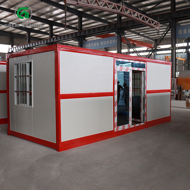 Prefab складывая стороны рамки контейнера дверь домашней красной стеклянная гальванизировала поддержку железного каркаса