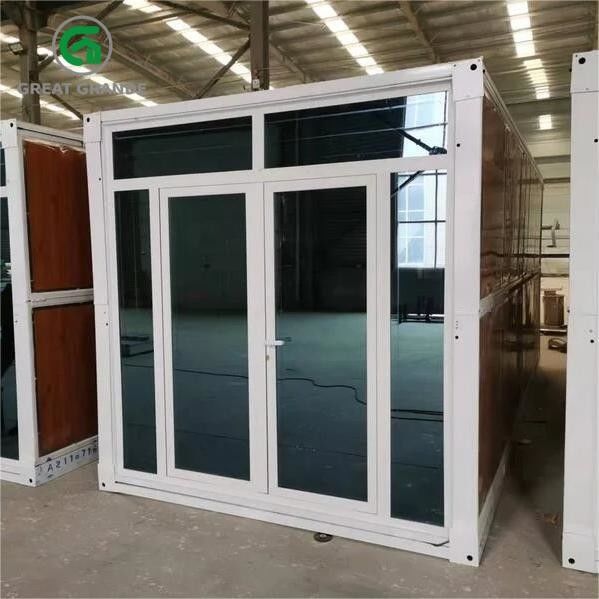 Подгонянная Prefab складывая стена Брауна двери дома контейнера стальная стеклянная доступная для проката