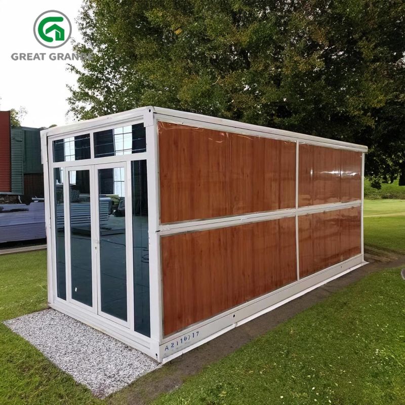 Подгонянная Prefab складывая стена Брауна двери дома контейнера стальная стеклянная доступная для проката
